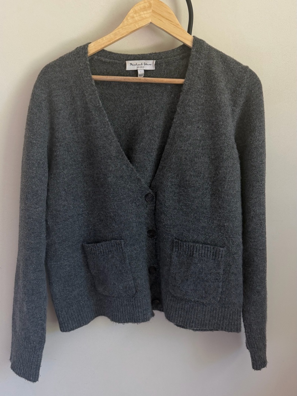 Michael Stars Dark Charcoal V-Neck Button Front Cardigan